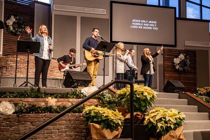 Greentree Church's worship team performing during service